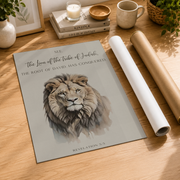 Revelation 5:5 Lion Of Judah Christian Wall Art, Watercolor Scripture Poster - Format: Rolled Canvas