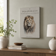 Revelation 5:5 Lion Of Judah Christian Wall Art, Watercolor Scripture Poster - Format: Stretched Canvas