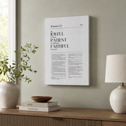 Romans 12 Christian Wall Art, Modern Scripture Bible Verse Poster - Format: Stretched Canvas