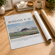 Romans 8:28 Christian Wall Art, Bible Verse Typography Faith Poster - Format: Rolled Canvas