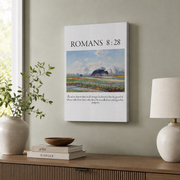 Romans 8:28 Christian Wall Art, Bible Verse Typography Faith Poster - Format: Stretched Canvas