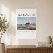Romans 8:28 Christian Wall Art, Bible Verse Typography Faith Poster - Format: Unframed Paper Poster