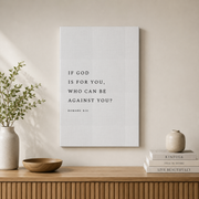 Romans 8:31 Christian Wall Art, Minimalist Scripture Quote Poster - Format: Stretched Canvas
