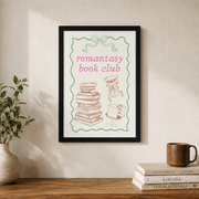 Romantasy Book Club Art Print Reading Nook Poster Fantasy Decor Coquette Aesthetic Bookish Wall Artwork - Format: Black Framed Poster
