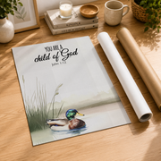 Rustic Mallard Bible Verse Wall Art Set, Christian Nature Nursery Posters - Format: Rolled Canvas