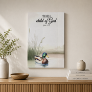 Rustic Mallard Bible Verse Wall Art Set, Christian Nature Nursery Posters - Format: Stretched Canvas