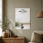 Rustic Mallard Bible Verse Wall Art Set, Christian Nature Nursery Posters - Format: Unframed Paper Poster