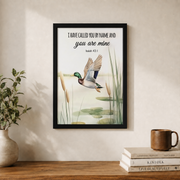 Rustic Mallard Scripture Wall Art Set, Christian Cabin Nursery Prints - Format: Black Framed Poster
