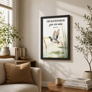Rustic Mallard Scripture Wall Art Set, Christian Cabin Nursery Prints - Format: Black Framed Poster