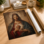 Sacred Heart Of Jesus Christian Wall Art, Antique Divine Light Portrait Poster - Format: Rolled Canvas
