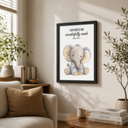 Safari Animal Christian Nursery Wall Art Set, Elephant Giraffe Lion Prints - Format: Black Framed Poster