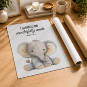 Safari Animal Christian Nursery Wall Art Set, Elephant Giraffe Lion Prints - Format: Rolled Canvas