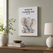 Safari Animal Christian Nursery Wall Art Set, Elephant Giraffe Lion Prints - Format: Stretched Canvas