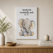Safari Animal Christian Nursery Wall Art Set, Elephant Giraffe Lion Prints - Format: Stretched Canvas
