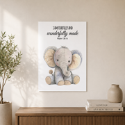Safari Animal Christian Nursery Wall Art Set, Elephant Giraffe Lion Prints - Format: Unframed Paper Poster