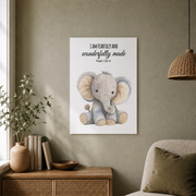 Safari Animal Christian Nursery Wall Art Set, Elephant Giraffe Lion Prints - Format: Unframed Paper Poster