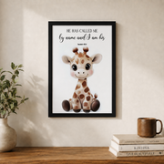 Safari Animal Christian Nursery Wall Art Set, Neutral Bible Verse Prints - Format: Black Framed Poster