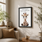 Safari Animal Christian Nursery Wall Art Set, Neutral Bible Verse Prints - Format: Black Framed Poster