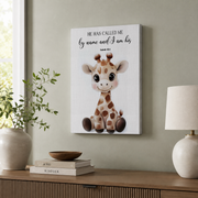 Safari Animal Christian Nursery Wall Art Set, Neutral Bible Verse Prints - Format: Stretched Canvas