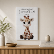 Safari Animal Christian Nursery Wall Art Set, Neutral Bible Verse Prints - Format: Stretched Canvas