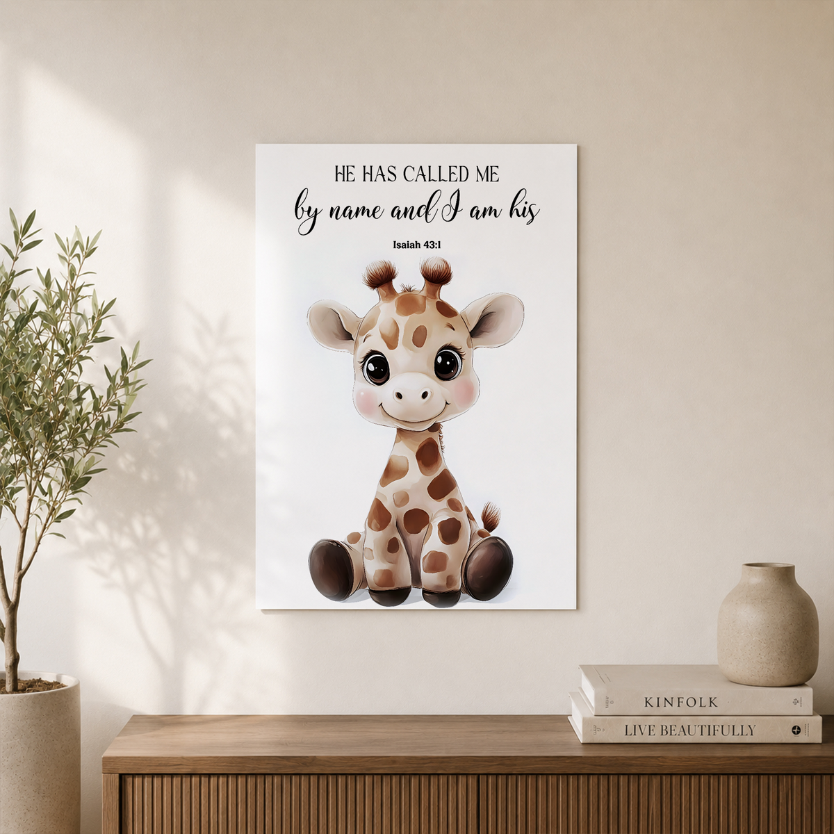 Safari Animal Christian Nursery Wall Art Set, Neutral Bible Verse Prints - Format: Unframed Paper Poster