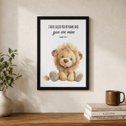 Safari Scripture Nursery Wall Art Set, Neutral Christian Animal Posters - Format: Black Framed Poster