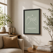 Sage Green Bible Verse Wall Art Set, Christian Home Scripture Posters - Format: Black Framed Poster