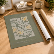Sage Green Botanical Wall Art Flower Market Poster Boho Large Wall Art Housewarming Gift - Format: Rolled Canvas
