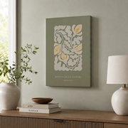 Sage Green Botanical Wall Art Flower Market Poster Boho Large Wall Art Housewarming Gift - Format: Stretched Canvas