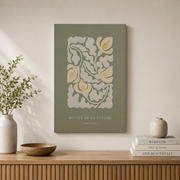 Sage Green Botanical Wall Art Flower Market Poster Boho Large Wall Art Housewarming Gift - Format: Stretched Canvas