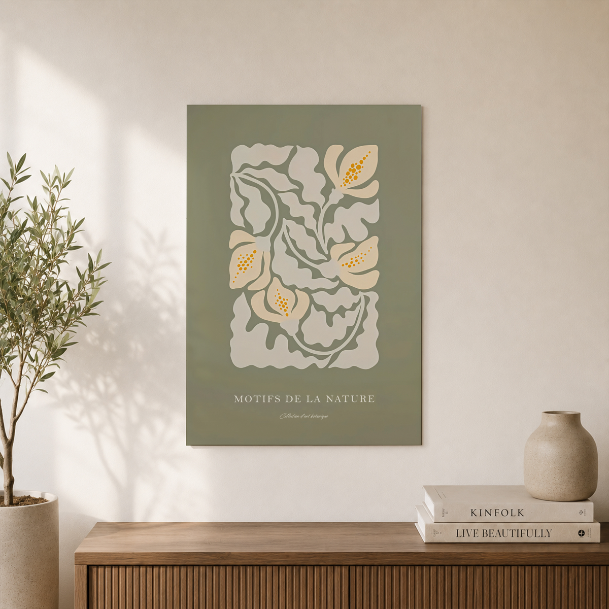Sage Green Botanical Wall Art Flower Market Poster Boho Large Wall Art Housewarming Gift - Format: Unframed Paper Poster