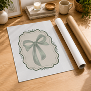 Sage Green Bow Wall Art Preppy Coquette Ribbon Poster Teen Girl Dorm Room Decor - Format: Rolled Canvas
