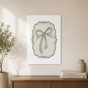 Sage Green Bow Wall Art Preppy Coquette Ribbon Poster Teen Girl Dorm Room Decor - Format: Unframed Paper Poster