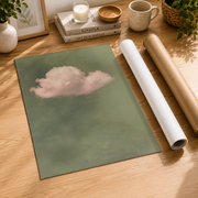 Sage Green Cloud Wall Art Blush Pink Abstract Poster Pastel Large Living Room Bedroom Decor - Format: Rolled Canvas