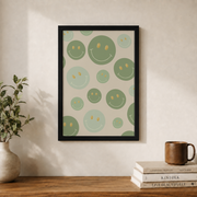 Sage Green Wall Art Trendy Preppy Abstract Poster Girls Bedroom Dorm Room Decor - Format: Black Framed Poster
