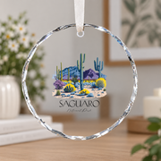 Saguaro National Park Hiking Nature Ceramic Ornament - Material: Circle Glass Ornament