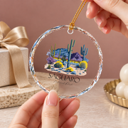 Saguaro National Park Hiking Nature Ceramic Ornament - Material: Circle Glass Ornament