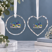 Saguaro National Park Hiking Nature Ceramic Ornament - Material: Heart Glass Ornament