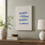 Sardines Wall Art Retro Kitchen Seafood Poster Tin Food Print Trendy Foodie Decor - Format: Stretched Canvas
