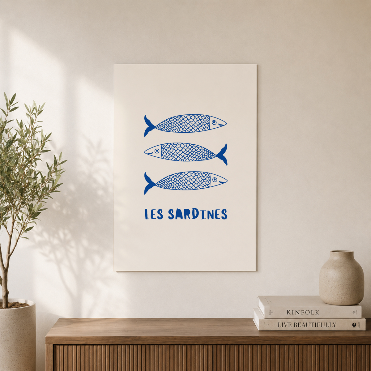 Sardines Wall Art Retro Kitchen Seafood Poster Tin Food Print Trendy Foodie Decor - Format: Unframed Paper Poster