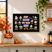 Say Boo To The Flu Halloween Poster Ghost Health Education Wall Art Classroom Sign - Format: Stretched Canvas