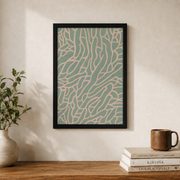 Scandi Wall Art Sage Green and Pink Poster Mid Century Modern Abstract Boho Home Decor - Format: Black Framed Poster