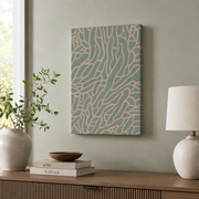 Scandi Wall Art Sage Green and Pink Poster Mid Century Modern Abstract Boho Home Decor - Format: Stretched Canvas