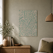 Scandi Wall Art Sage Green and Pink Poster Mid Century Modern Abstract Boho Home Decor - Format: Unframed Paper Poster