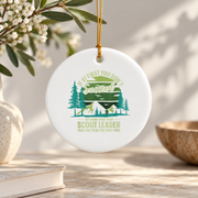 Scout Leader Camping Hiking Gift Ceramic Ornament - Material: Circle Ceramic Ornament
