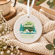 Scout Leader Camping Hiking Gift Ceramic Ornament - Material: Circle Ceramic Ornament