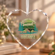 Scout Leader Camping Hiking Gift Ceramic Ornament - Material: Heart Glass Ornament