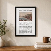 Serenity Prayer Christian Wall Art, Vintage Landscape Scripture Poster - Format: Black Framed Poster