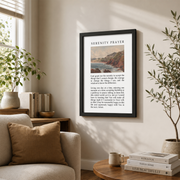 Serenity Prayer Christian Wall Art, Vintage Landscape Scripture Poster - Format: Black Framed Poster