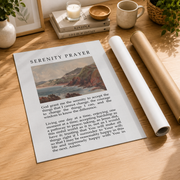 Serenity Prayer Christian Wall Art, Vintage Landscape Scripture Poster - Format: Rolled Canvas